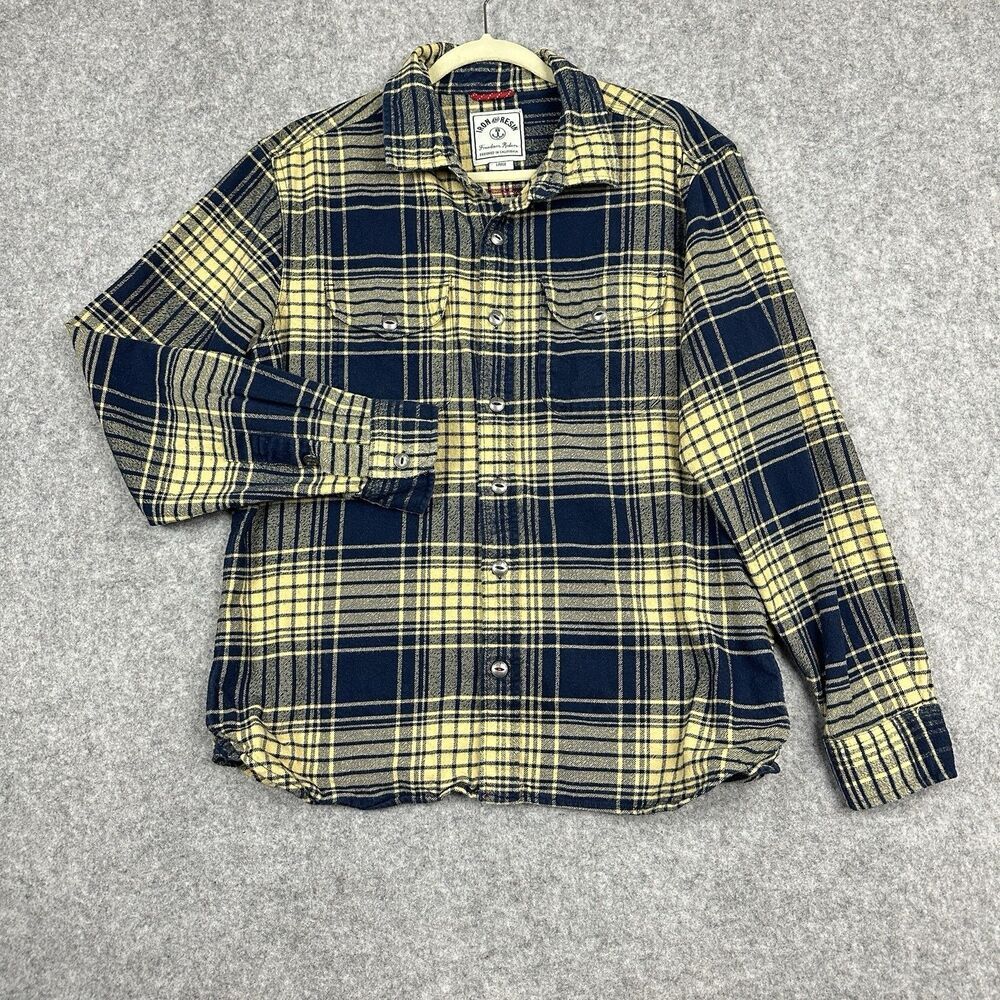 Iron and Resin Heavyweight Flannel Shirt Mens L Plaid Freedom Riders Outdoors